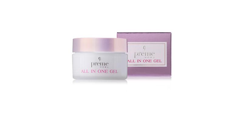 Preme Nobu All in One Gel 15g กำเนิดอัศจรรย์ใหม่ในหนึ่งเดียวกับเจลบำรุงผิวหน้า จากพรีม โนบุ เนื้อเจลบางเบา ซึมเข้าสู่ผิวล้ำลึก รังสรรค์ที่สุดแห่ง 5 คุณค่า ช่วยเติมน้ำและกักเก็บความชุ่มชื้น ให้ผิวเนียน เปล่งปลั่ง เผยออร่า เพื่อเสน่ห์ผิวสวยสมบูรณ์แบบ