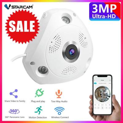 กล้องวงจรปิด กล้องวงจรปิดไร้สาย กล้องหลอดไฟ พร้อมส่ง ของแท้ VStarcam-3MP Panoramic IP Camera 3.0 พิเซล รุ่น C61S FHD 1536Pสีขาว