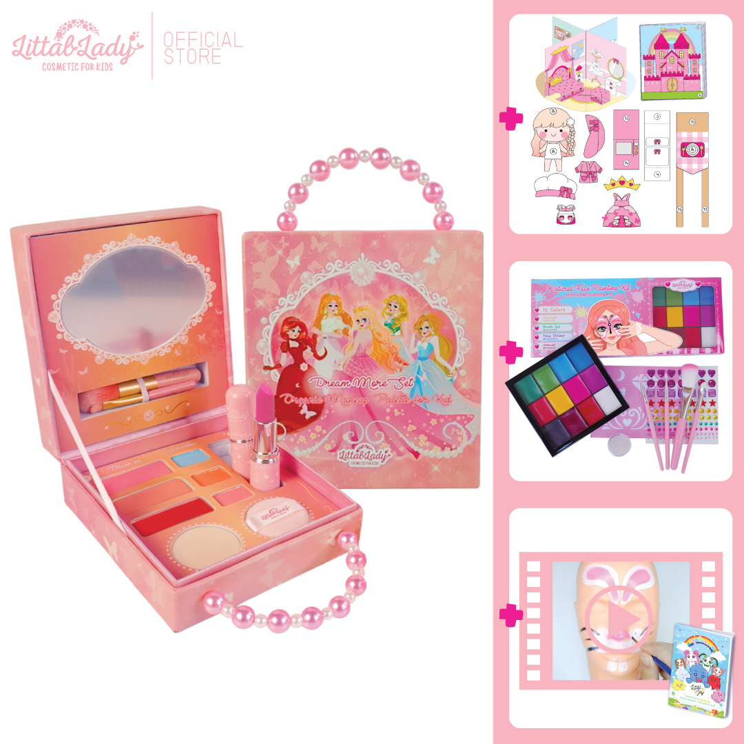 Litta Lady พาเลทแต่งหน้า เครื่องสำอางเด็กออแกนิค พร้อม ของเล่นเสริมพัฒนา เพ้นท์หน้า ครอสเพ้นท์หน้า ตุ๊กตา DIY อุปรณ์ครบเซต ราคา 2,490 บาท*ส่งฟรี