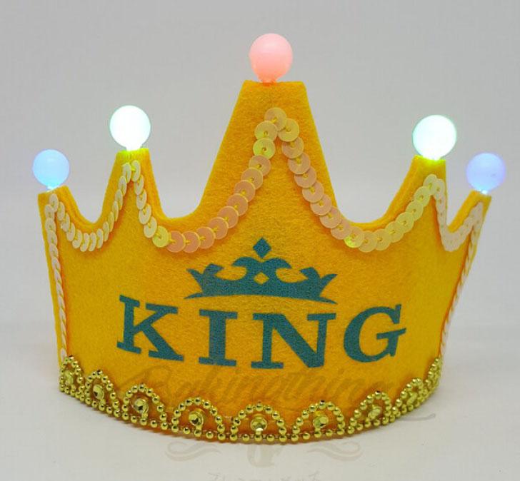 มงกุฎ LED สำหรับงานปาร์ตี้, Crown King Princess Birthday LED Party Hat