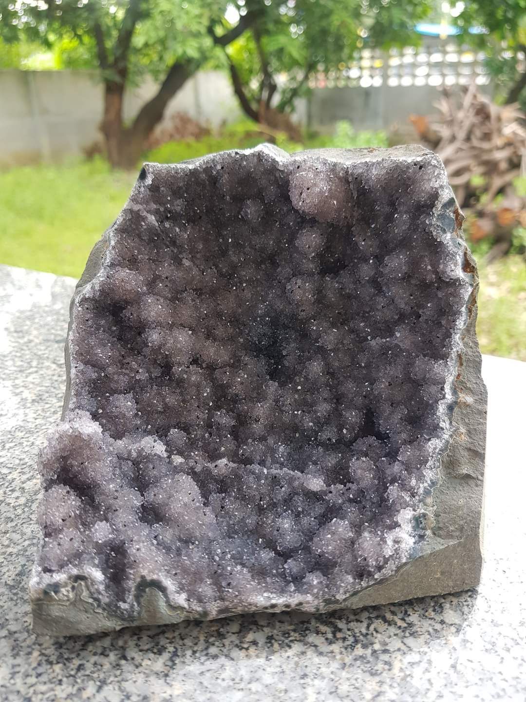 หินอเมทิสต์ธรรมชาติ โพรงอเมทิสต์ Amethyst แท้ จากเหมือง อากาต้า อเมริกาใต้ ขนาด : 14 x 12 ซม. น้ำหนัก 1.7 กิโลกรัม ราคา 2,390 บาท*ส่งฟรี