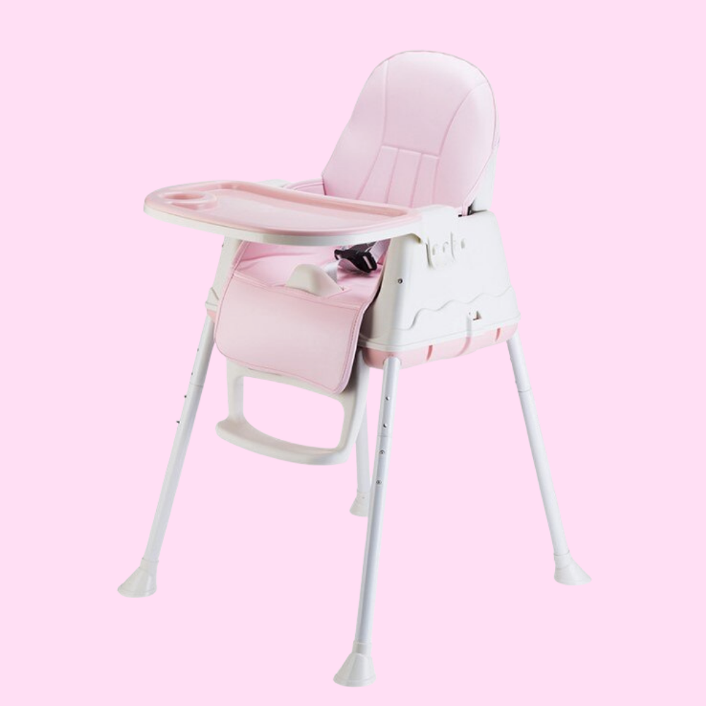 [ใหม่] เก้าอี้กินข้าวเด็ก เก้าอี้อาหารสำหรับเด็ก เบาะหนัง ถาดรอง ล้อเลื่อน โต๊ะนังรับประทานอาหารสำหรับเด็ก Baby Chair