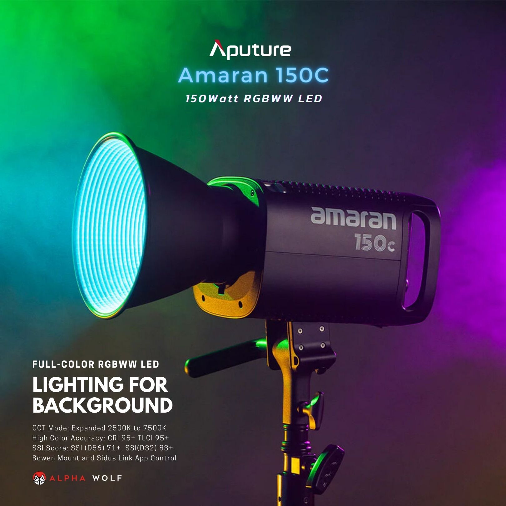 Aputure Amaran 150C RGBWW LED ไฟต่อเนื่องขนาด 150Watt แบบ Full-Color RGB คุณภาพสูง ให้สีเที่ยงตรง ประกันศูนย์ไทย 1 ปี ราคา 13,150 บาท*ส่งฟรี