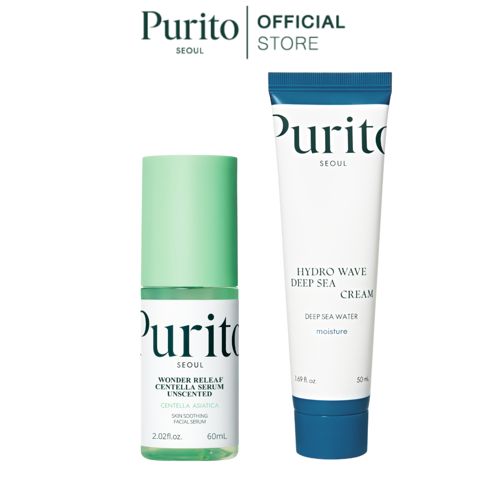 [Companion for Soothing and Deeply Nourishing the Skin]Purito Seoul Wonder Releaf Centella Serum Unscented 60ml. Wonder Relief Centella Serum Unscented + Purito Seoul "Hydro Wave Deep Sea Cream 50 Ml. Hydro Wave Deep Sea Cream. ราคา 1,746 บาท*ส่งฟรี