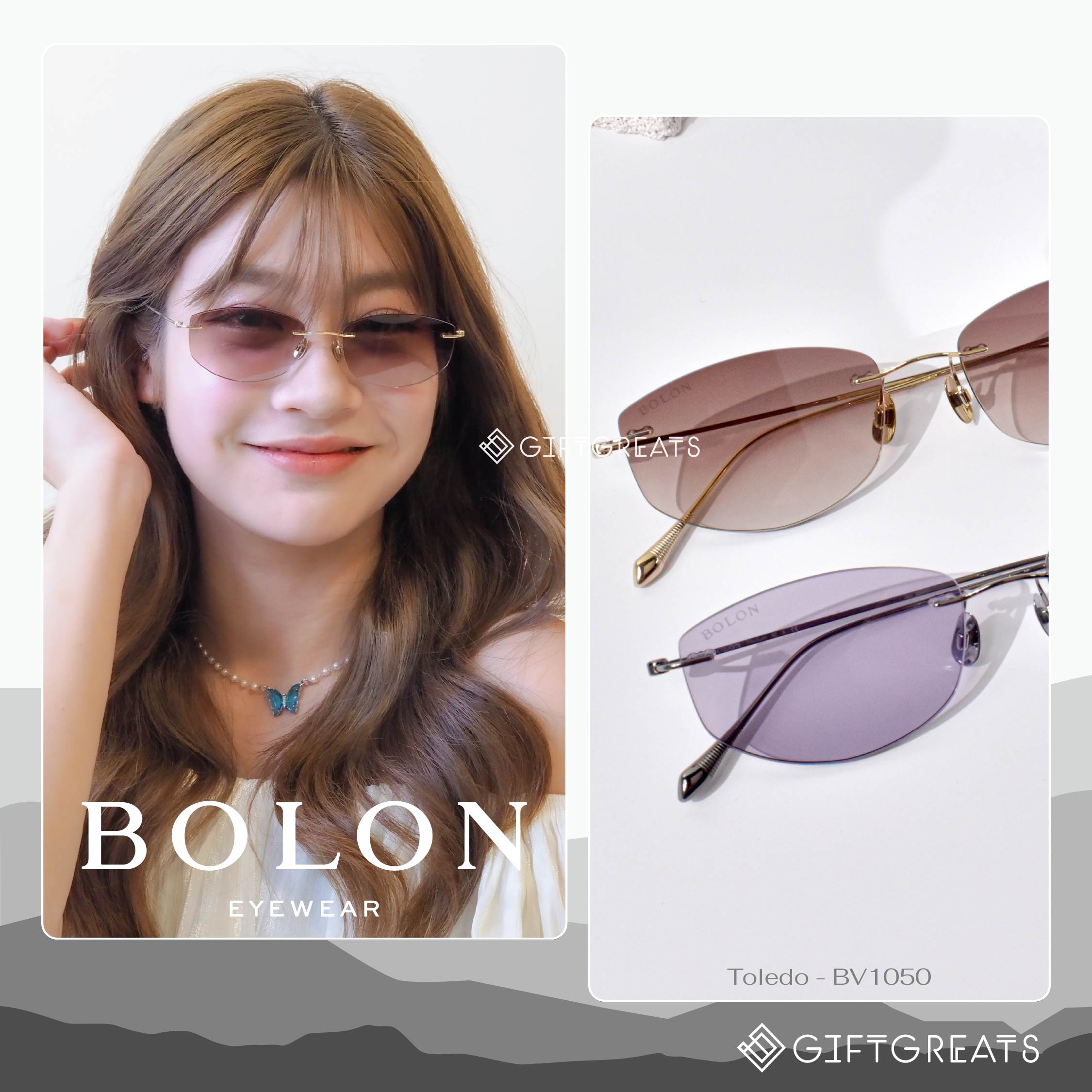 Bolon Toledo Bv1050 - Fw25 Bolon Eyewear Sunglasses Frameless Sunglasses, Perforated Frame, Rimless ราคา 6,500 บาท*ส่งฟรี