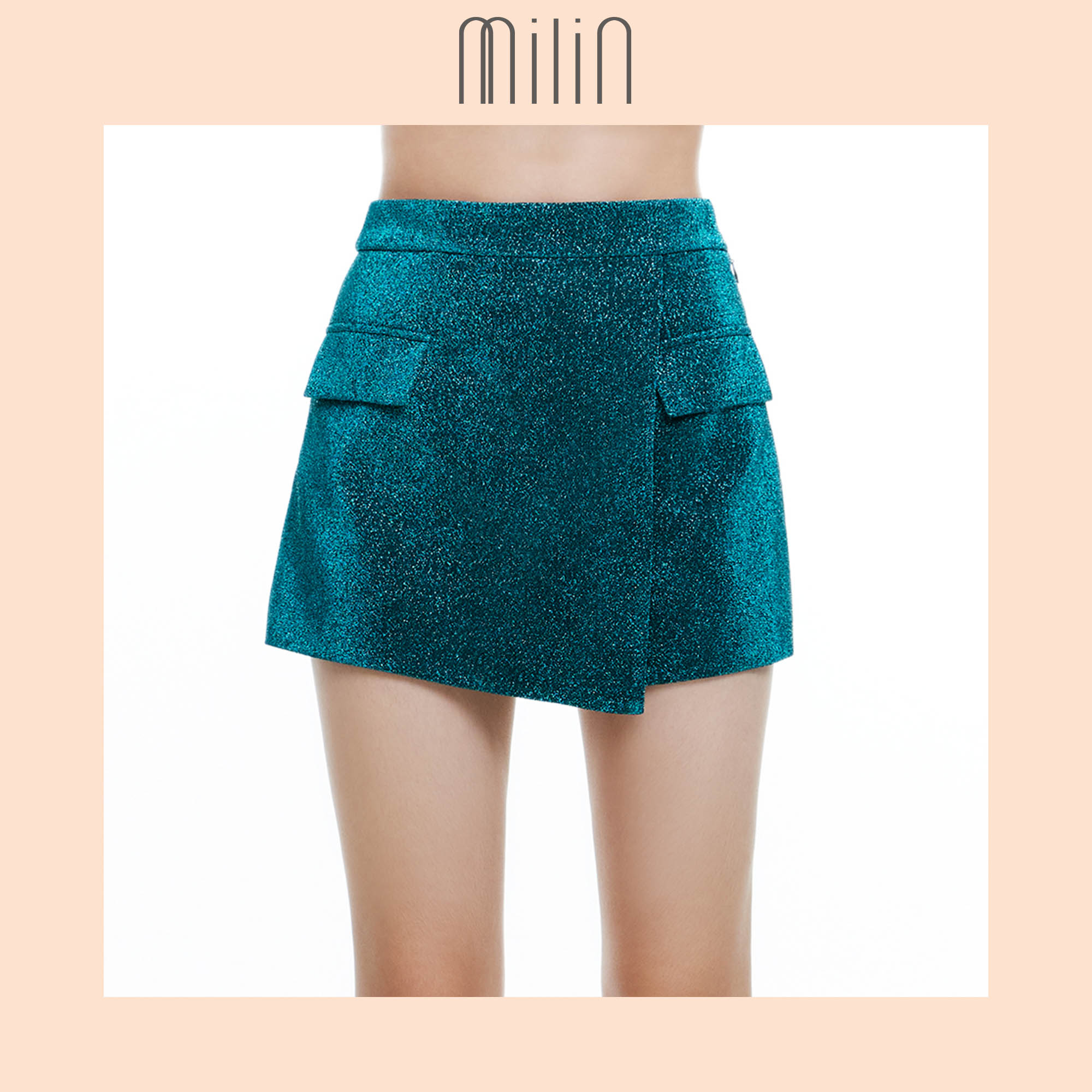 [MILIN] High waisted hip faux pocket flaps wrap rulex glitter shorts กางเกงขาสั้นเอวสูงแต่งชิ้น ป้ายด้านหน้าแต่งฝากระเป๋า / Adaline Shorts 39 ราคา 1,345 บาท*ส่งฟรี