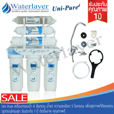 uni pure blue เครื่องกรองน้ำ 6 ขั้นตอน รุ่น Mineral กรองแล้วได้เป็นน้ำแร่ มีแร่ธาตุบำรุงร่างกาย พร้อมอุปกรณ์ครบชุด (รับประกัน 1 ปี)