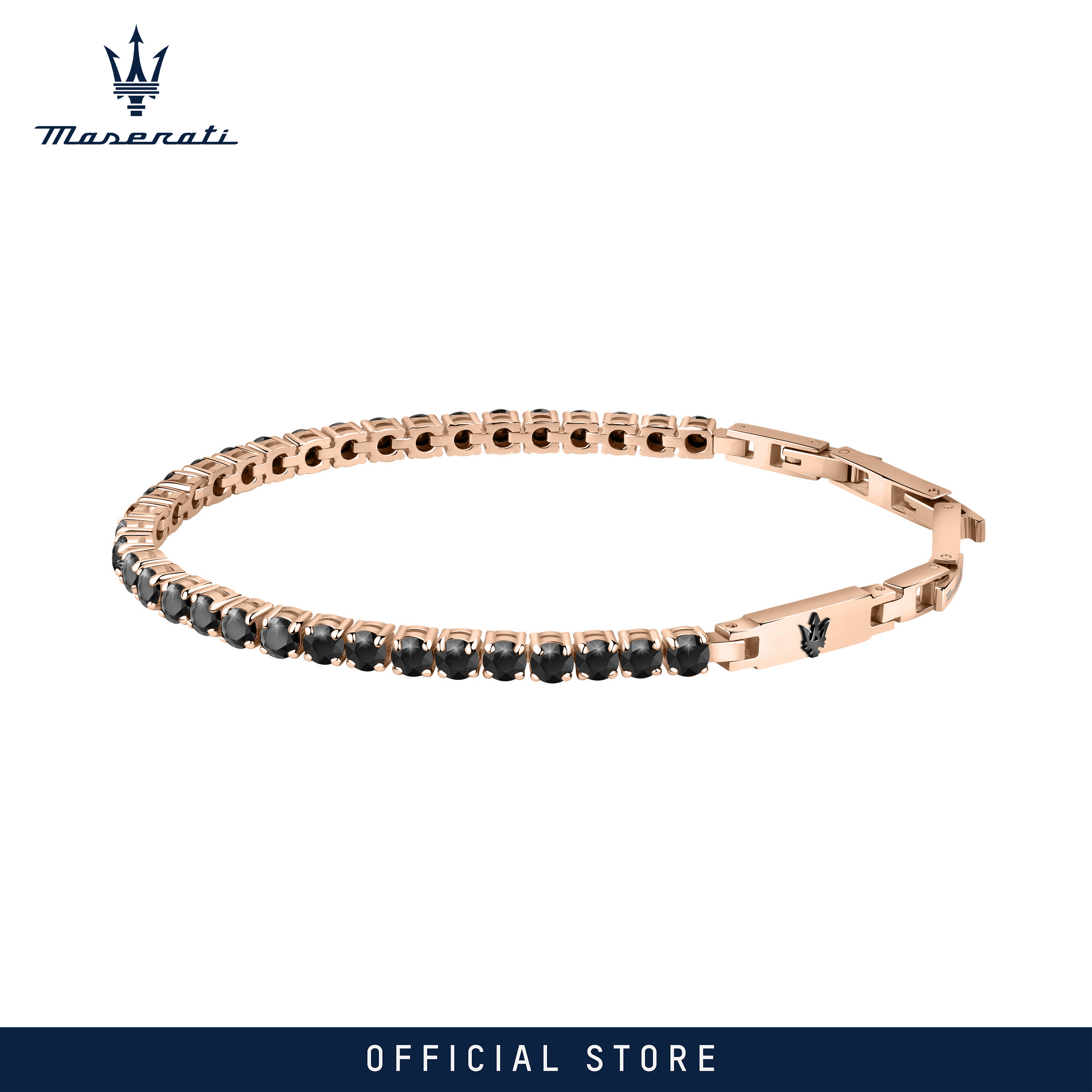 Maserati Jewels 220mm Men's Rose Gold Stainless Steel กำไลข้อมือ, Black Zircons, JM222AVC03 (Adjustable) ราคา 4,719 บาท*ส่งฟรี