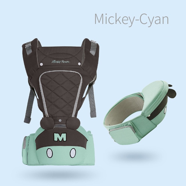 Multiftional ด้านหน้าสตูลกระเป๋าอุ้มเด็กสายคล้องอุปกรณ์รับน้ำหนักทารกที่เหมาะกับสรีระกระเป๋าอุ้มเด็กกระเป๋าเป้สะพายหลัง Mickey Breathable ที่ถอดออกได้ Kangaroo Baby