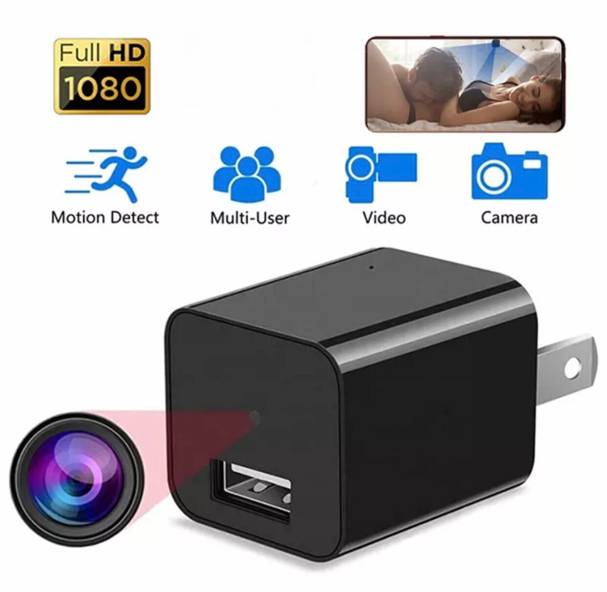 xiaomiกล้องจิ๋วแอบดูไร้สาย HD 1080P เครื่องชาร์จ USB กล้องขนาดเล็กกล้องไมโครกล้องที่ซ่อนอยู่ ราคา 699 บาท*ส่งฟรี