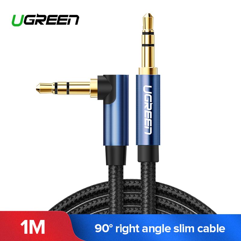 UGREEN สาย Audio AUX Audio Cable Jack 3.5 Audio Cable 90Degree 3.5mm Speaker Line Aux Cable for Huawei P20 Pro, Samsung S10, iPhone 6 Samsung galaxy s8 Car Headphone Xiaomi Redmi 4x Audio Jack
