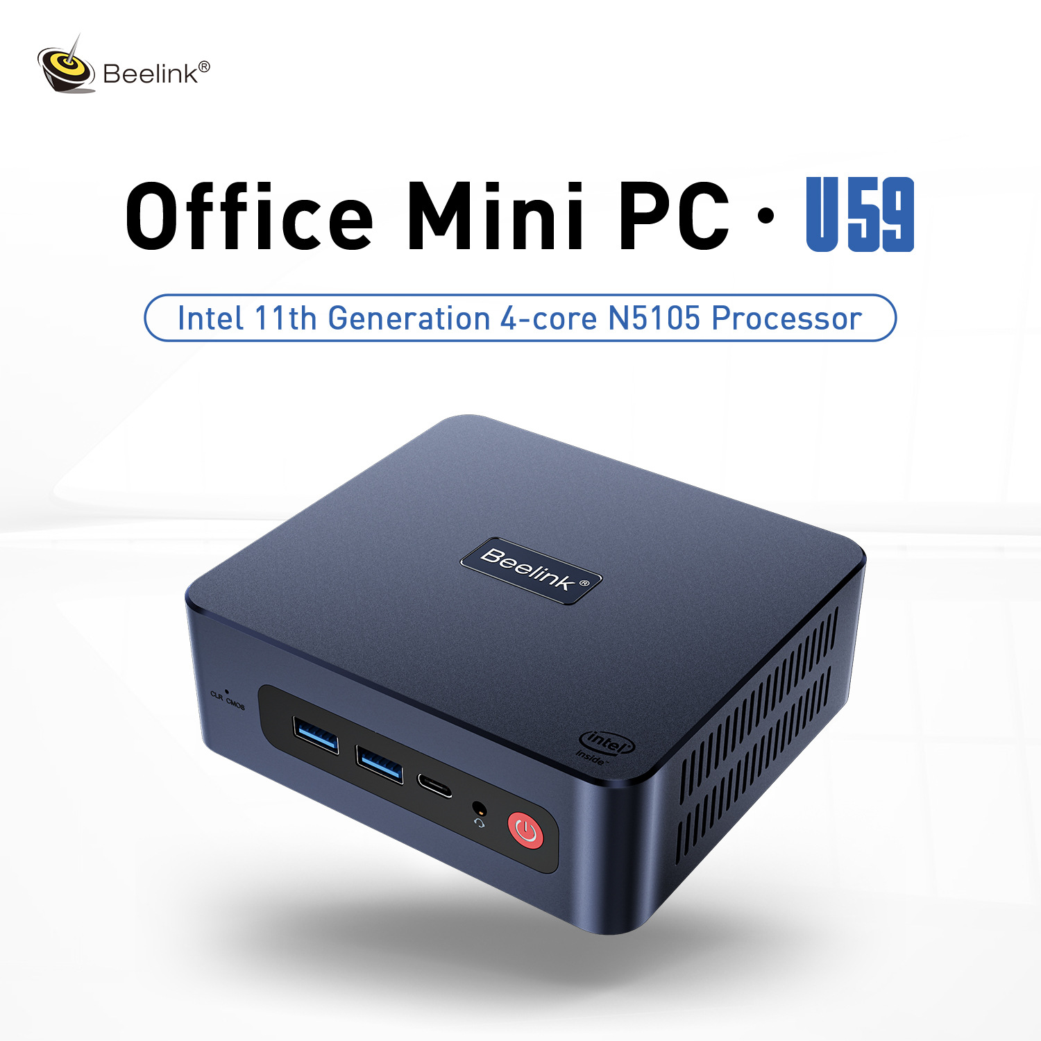 ใหม่ U59 Mini PC มินิพีซี 8GB + 256GB CPU Intel Celeron N5095 Quad-Core Bluetooth 2.4G/5.8G WIFI Dual พอร์ตเอาต์พุต HDMI รองรับ 2.5 นิ้ว SSD/HDD Storage ขยาย Gigabit Internet Mini Computer ราคา 7,399 บาท*ส่งฟรี