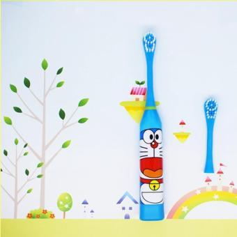 แปรงสีฟันไฟฟ้า ช่วยดูแลสุขภาพช่องปาก ระยอง 1 ชุดแปรงสีฟันไฟฟ้าการ์ตูนรูปแบบหัวแปรงฟันสำหรับเด็ก 2 หัว