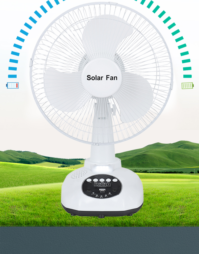 เกี่ยวกับสินค้า Smart Fan แบตเตอรี่พลังงานแสงอาทิตย์ 12 นิ้ว พร้อมแผงโซลาร์เซลล์ หลอดไฟ LED 1 ดวง แบตเตอรี่ในตัว สั่นได้ ลมแรง พัดลมปรับได้ พัดลมตั้งพื้น