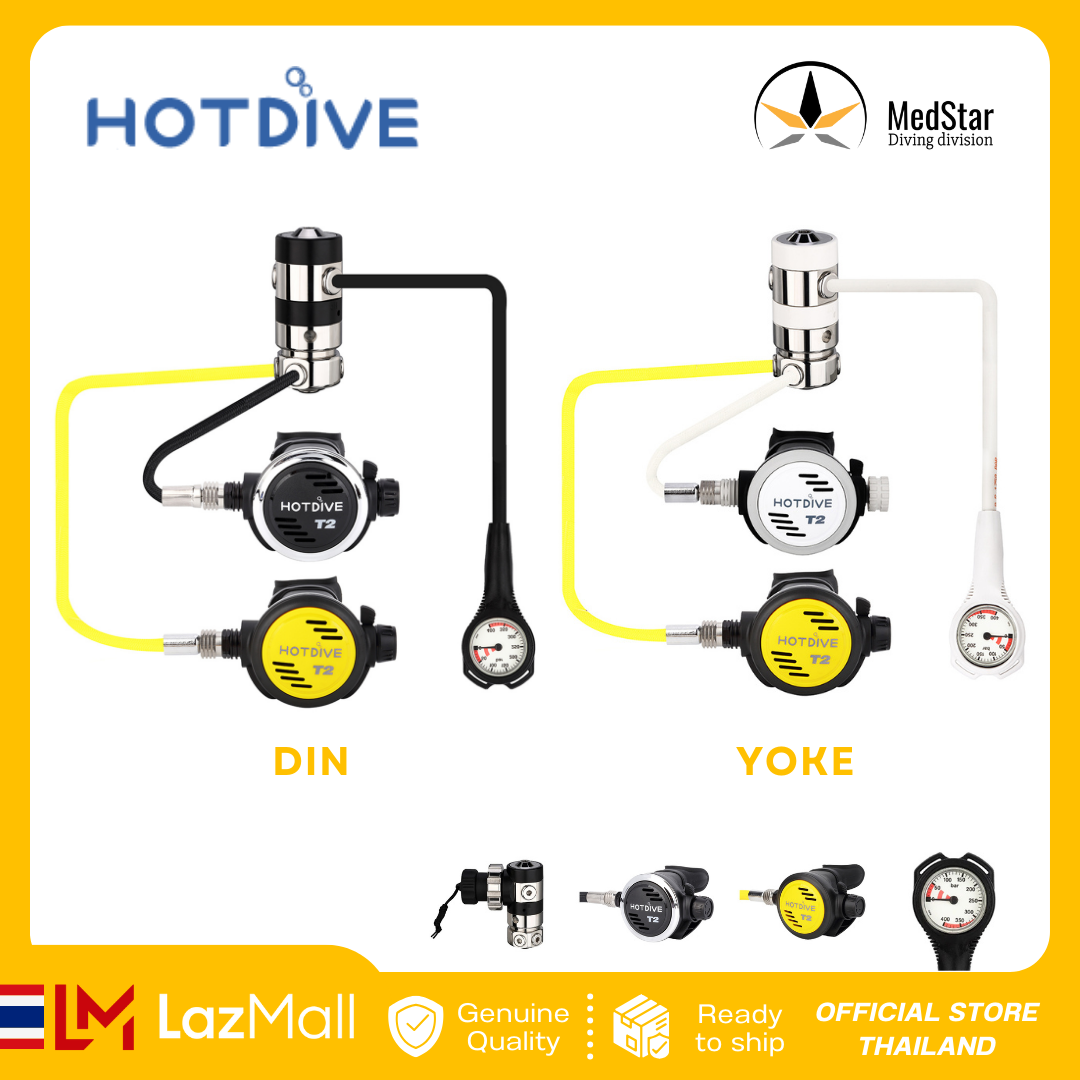 HotDive - ST2 Balanced Piston DIN/YOKE Regulator+Second Stage+Octopus+Gauge-Full Set ราคา 20,630 บาท*ส่งฟรี