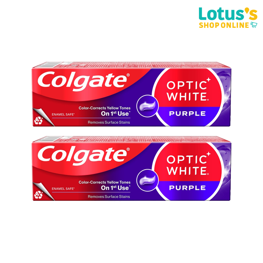 [TOTAL 2 PCS.] COLGATE TOOTHPASTE OPTIC WHITE PURPLE 100 G.