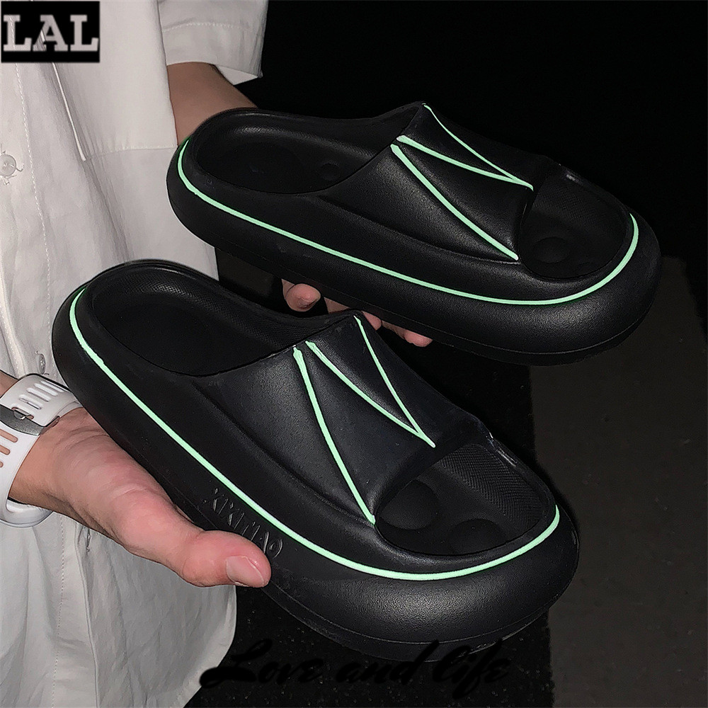 LAL eva thick bottoming fashion creative luminous slippers anti-slip anti-odor outside wear couple slippers men ราคา 268 บาท*ส่งฟรี