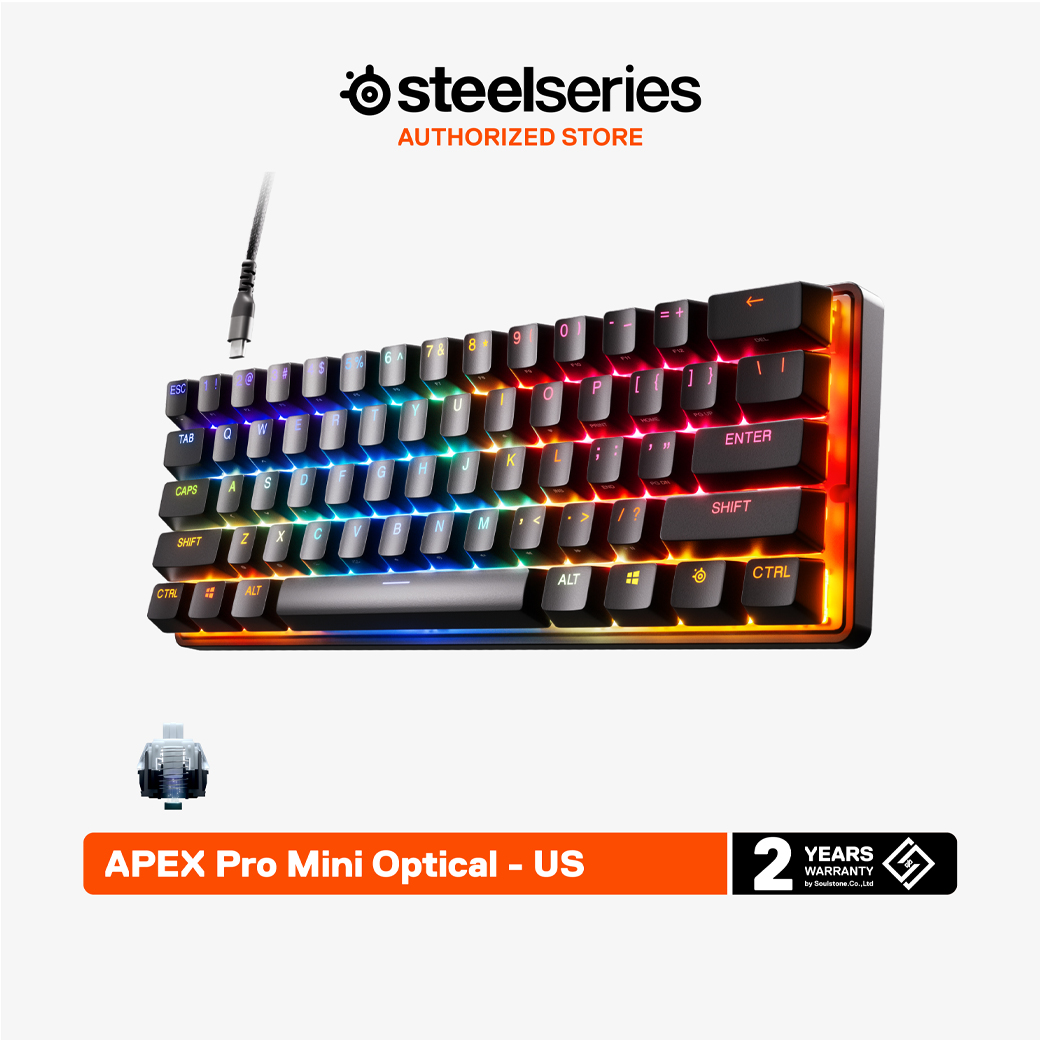 SteelSeries Apex Pro Mini Optical Gaming Keyboard คีบอร์ดเกมมิ่ง ออปติคอล ขนาดเล็ก 60% ไฟ RGB ปุ่ม US ราคา 9,090 บาท*ส่งฟรี