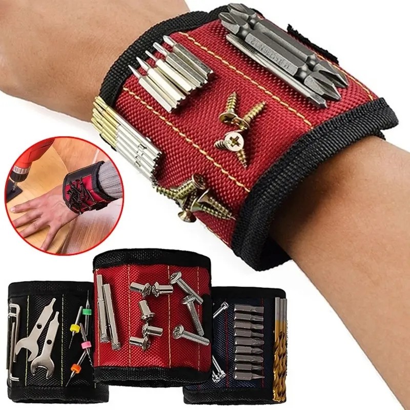 Magnetic Wristband with Strong Magnets Holds Screws Nails Drill Bit  Organizer Storage Belt Tool Storage Wrist