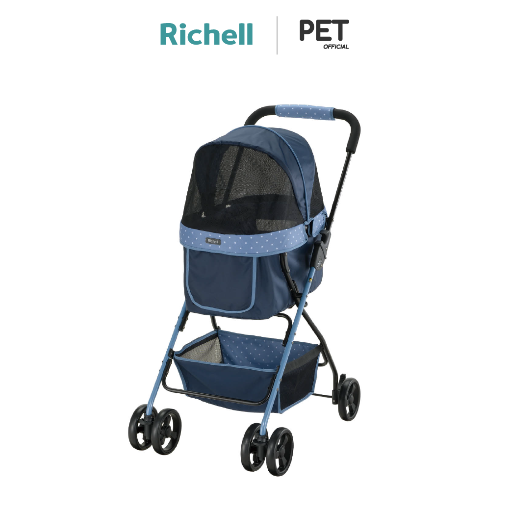 Richell Pet (ริเชล) Buddy Elfie รถเข็นสัตว์เลี้ยงพับได้ มี 4 ล้อ ในขนาดที่ใหญ่ขึ้นมีตะกร้าติดมาให้ด้วย เพิ่มความสะดวกสบาย ราคา 5,400 บาท*ส่งฟรี