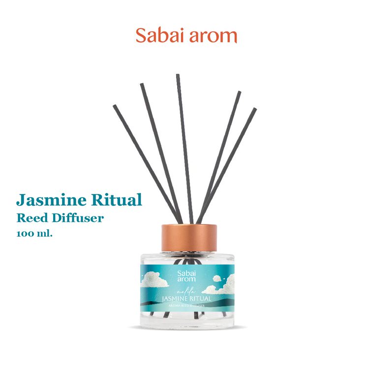 Sabai arom Jasmine Ritual Reed Diffuser 100ml ก้านไม้หอม ปรับอากาศ กลิ่นมะลิ ของขวัญ กิ้ฟเซ็ต ปีใหม่ ราคา 590 บาท*ส่งฟรี