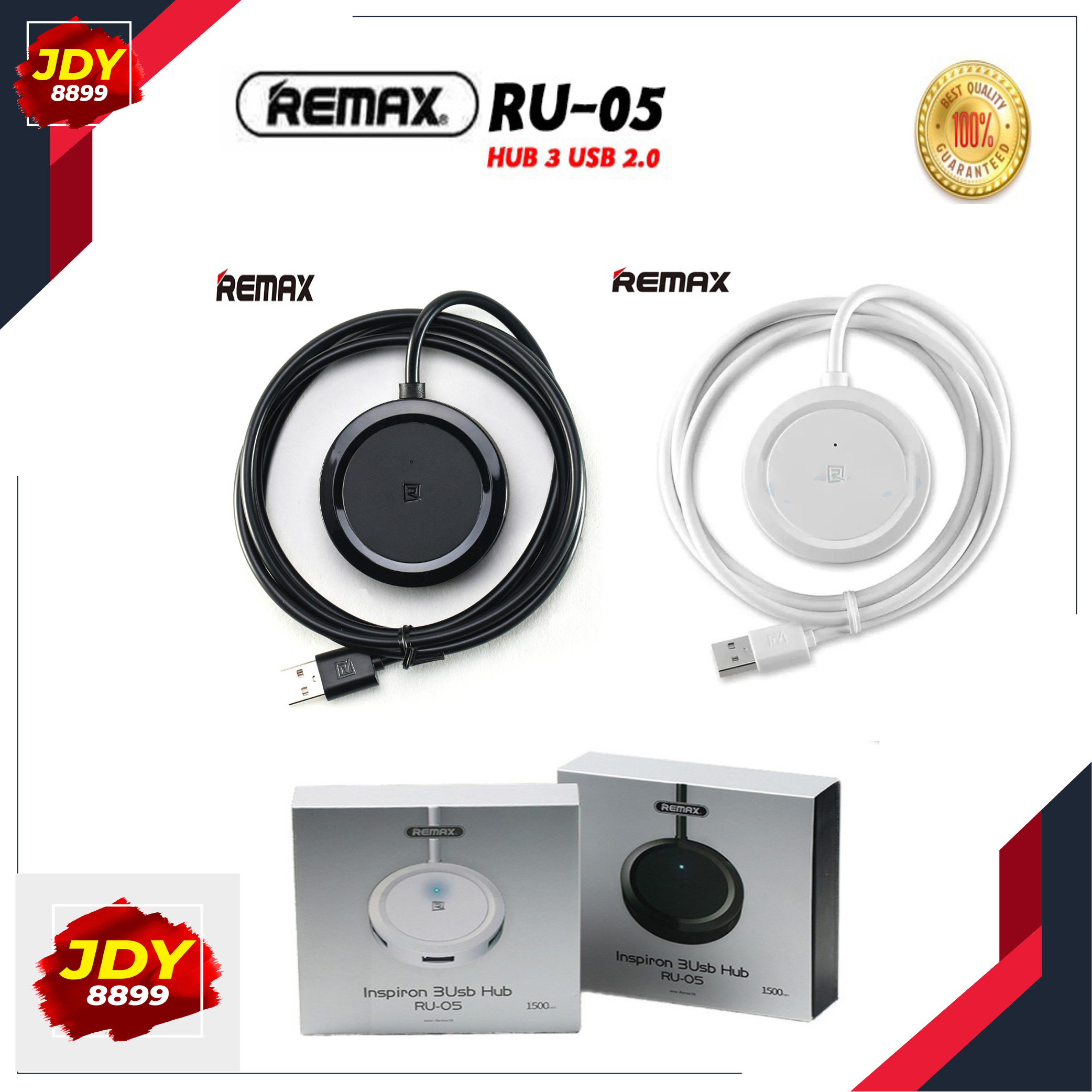 REMAX ของแท้ 100% RU-05 nspiron HUB 3 USB 2.0 อุปกรณ์ถ่ายโอนข้อมูล ตัวต่อพ่วง ยูเอสบี ฮับ ยาว 1.5 เมตร