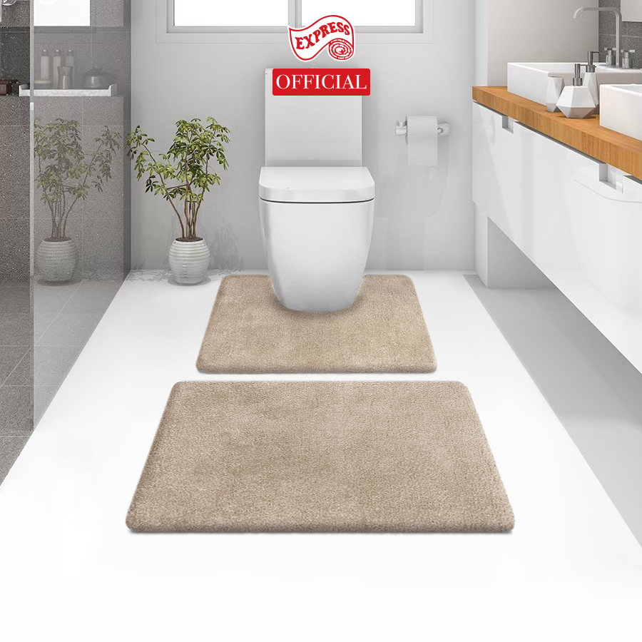 2 PIECES STELLAR PLAIN BATH MATS 45x70cm.+U-SHAPE 50X60cm. SOFT MAT THICK 16-20mm TPR ANTI-SLIP BACKING, WASHABLE, QUICK DRY * EXPRESS CARPET ราคา 1,120 บาท*ส่งฟรี