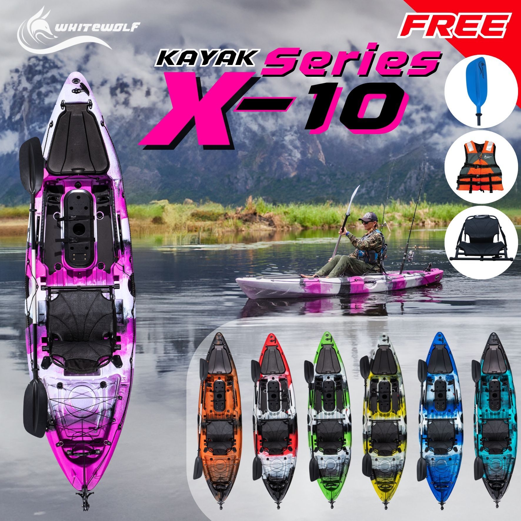 เรือคายัคตกปลา X-SERIES รุ่น X10/ X-SERIES X10 เรือพาย สำหรับออกกำลังกาย ราคา 18,500 บาท*ส่งฟรี