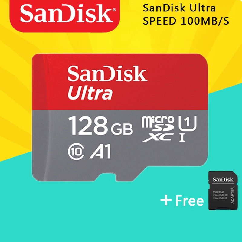 คำอธิบายเพิ่มเติมเกี่ยวกับ 【จัดส่งจากกรุงเทพ】 SanDisk Ultra การ์ดหน่วยความจำ Memory card micro SD Card 128GB ความเร็วอ่าน 100MB/s จุ (ของแท้)