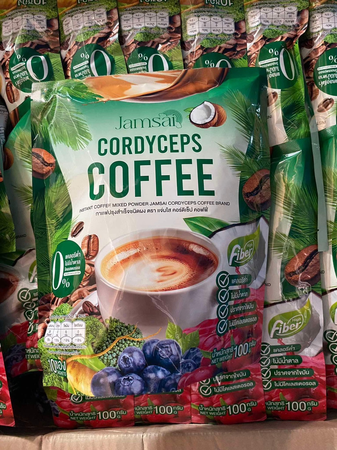 แท้ 💯 กาแฟแจ่มใส Jamsai Coffee Jamsai Cordyceps Coffee ☕️1ห่อมี 10ซองค่ะ ราคา 69 บาท*ส่งฟรี
