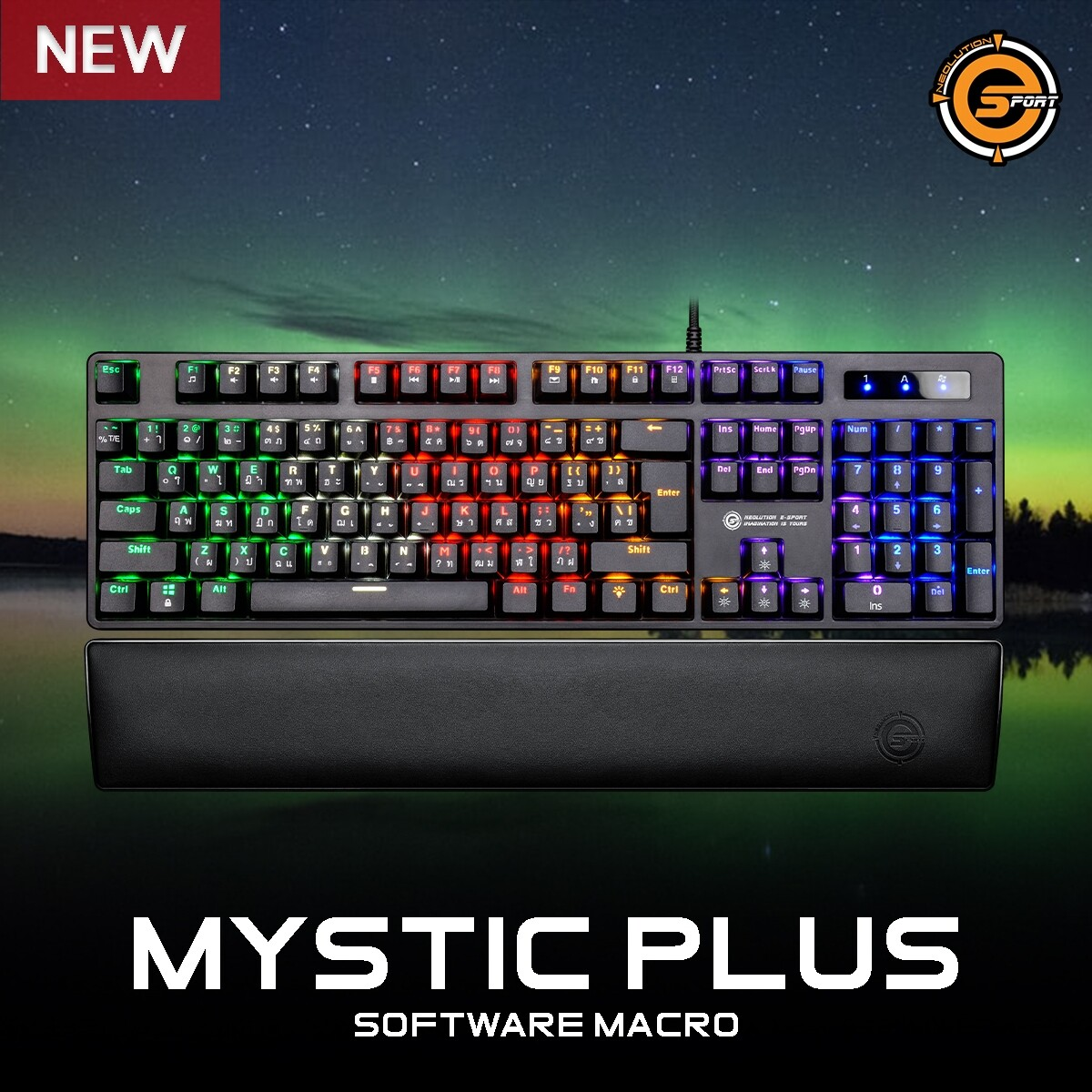 รูปภาพเพิ่มเติมของ คีย์บอร์ดเกมส์มิ่ง Neol E-Sport Gaming Keyboard Mystic Plus Blue switch