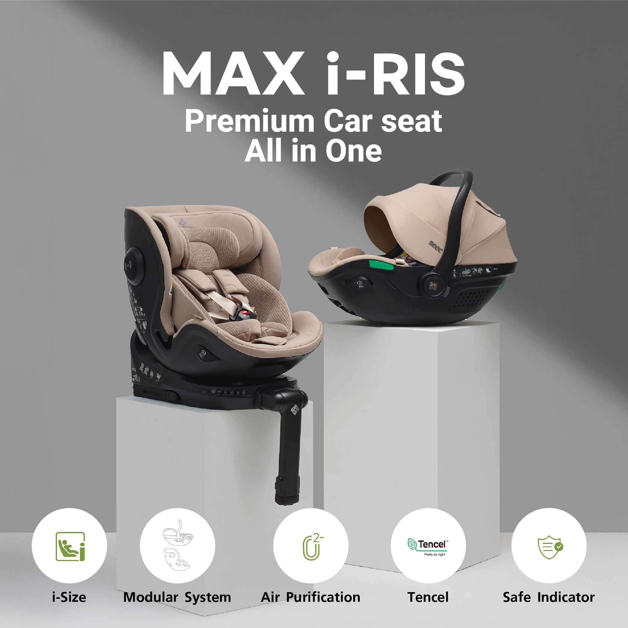 New! ! Car Seat Seec Max I-Ris [R129] (Basket + 360 Degree Car Seat + Base) for Newborns up to 7 Years Old, Genuine Korean Premium Brand. ราคา 35,090 บาท*ส่งฟรี