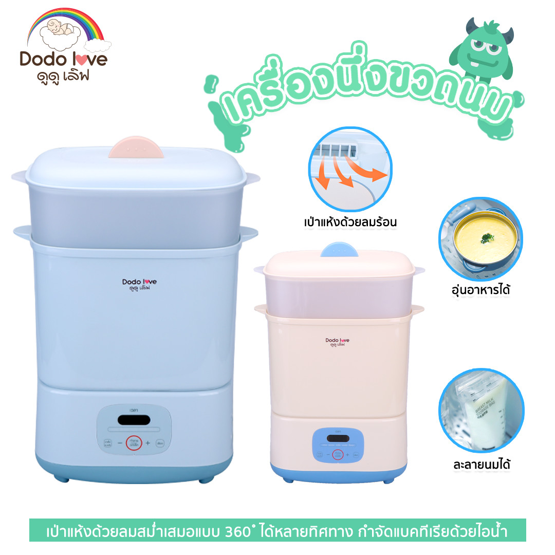 DODOLOVE เครื่องนึ่งขวดนมพร้อมอบแห้ง สามารถฆ่าเชื้อด้วยไอน้ำ อบแห้งโดยลมร้อน เครื่องอุ่นนม เครื่องนึ่ง ฆ่าเชื้อขวดนม เครื่องฆ่าเชื้อขวดนม ราคา 1,390 บาท*ส่งฟรี