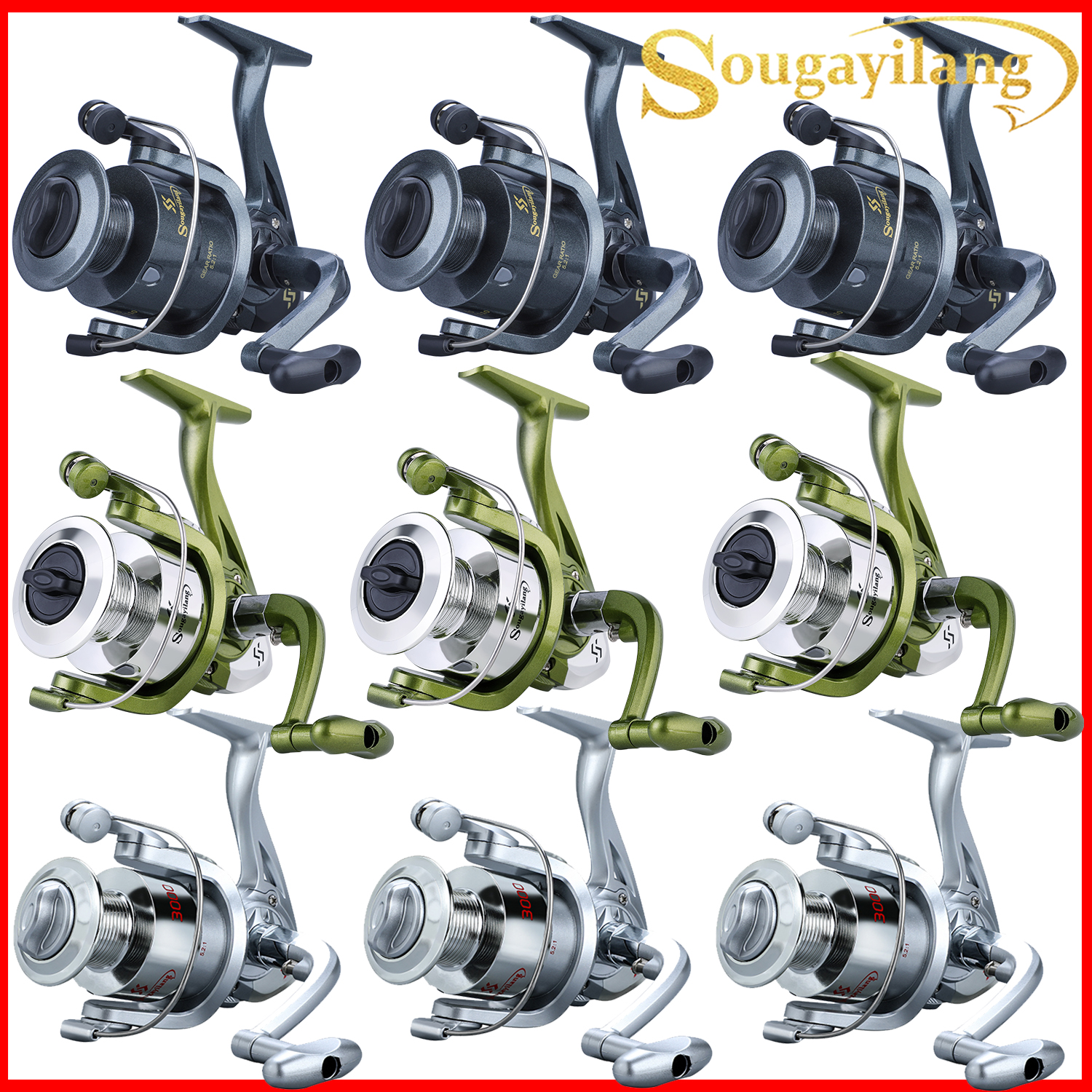 sougayilang รอกตกปลา 1000 - 4000 Series รอกสปินนิ่ง คันเบ็ด รอก 5.2:1 Gear Ratio รอกเบท รอกเบส 8กก รอก สปิน ด้ามจับ รีลปั่น รอกเบส กีฬาตกปลา ราคา 119 บาท*ส่งฟรี