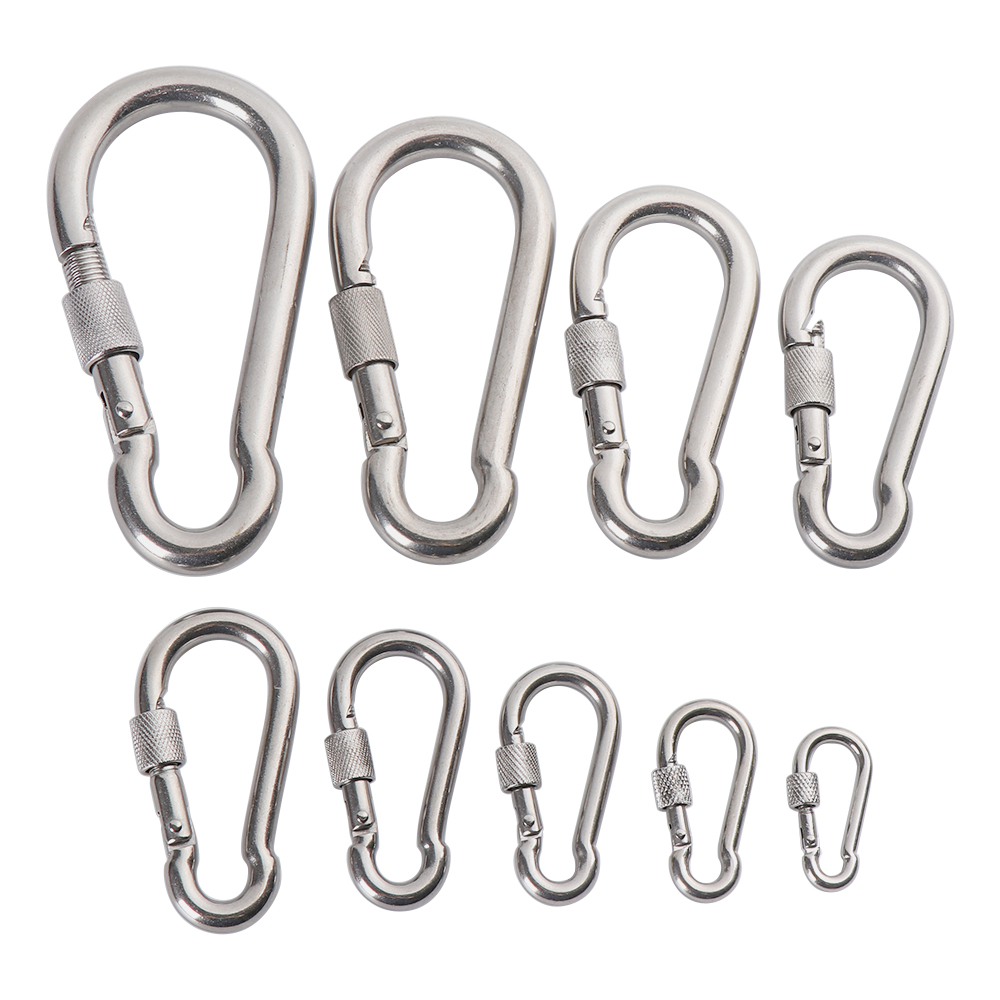 QIANGNAN6 Spring Snap Outdoor Climbing Gear 304 Stainless Steel M4~M12 Safety Snap Hook Lock Ring Carabiner Travel Kit