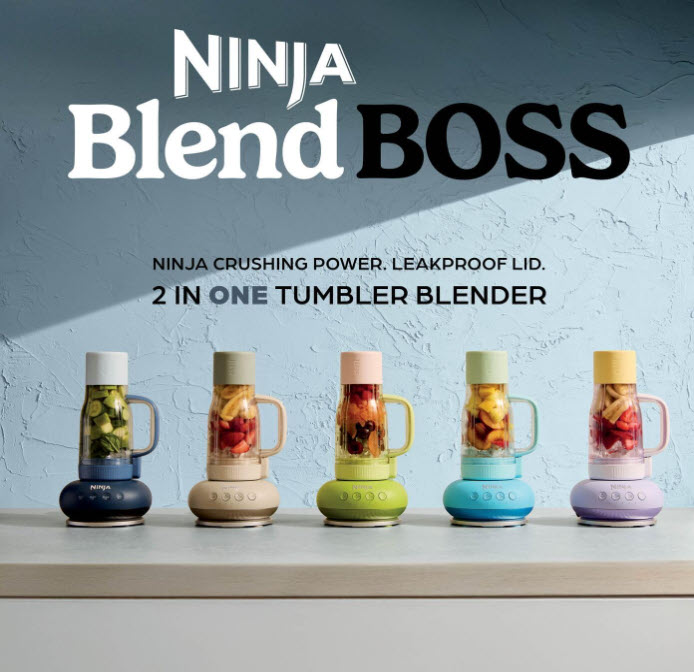 Ninja Blendboss Blender with Portable Tumbler, Personal Blender with Removable Travel Tumbler, 3 Auto Preset Modes the Blender Comes with a Portable Blender Cup and 3 Automatic Modes. Crush Like a Pro, Stand Out Like a Boss. ราคา 22,900 บาท*ส่งฟรี