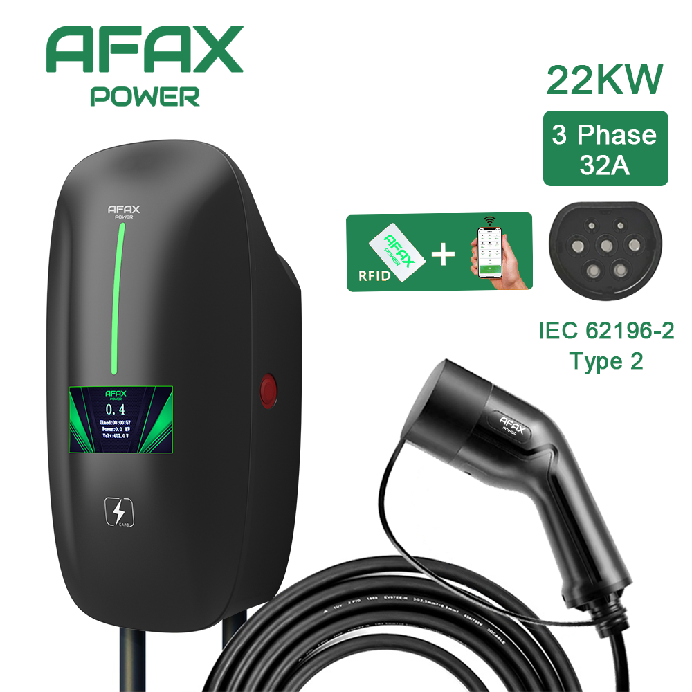 AFAX EV Charging Station 32A Electric Vehicle Car Charger EVSE Wallbox Wallmount 7.6/11/22KW Type2 Cable IEC62196 APP Control BYD Atto3 Dophin Seal Seagull MG Tesla Volvo Toyota Kia VW BMW Chery Hongqi Nio AITO Seres AVATR Zeekr Maxus - ยี่ห้อ AFAX POWER ราคา 13,558 บาท*ส่งฟรี