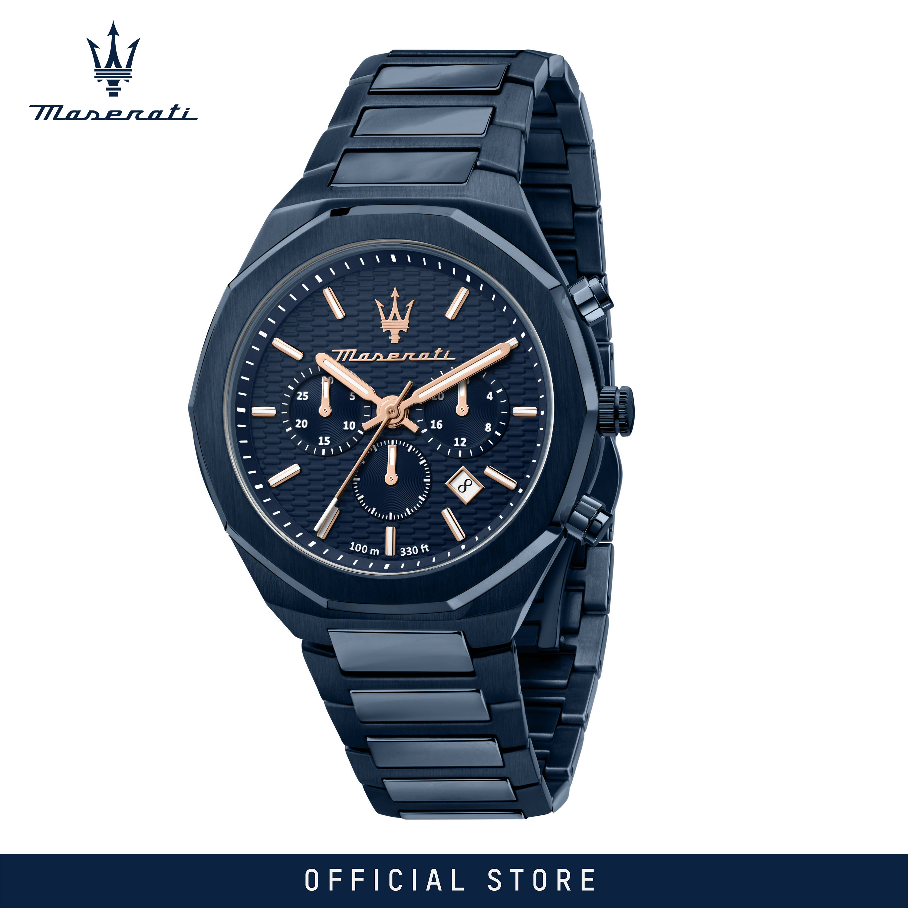 【2 Years Warranty】 Maserati Stile 45mm Blue Dial Men's Chronograph Quartz นาฬิกาข้อมือ R8873642008 With Luminous Dial Hands ราคา 12,492 บาท*ส่งฟรี