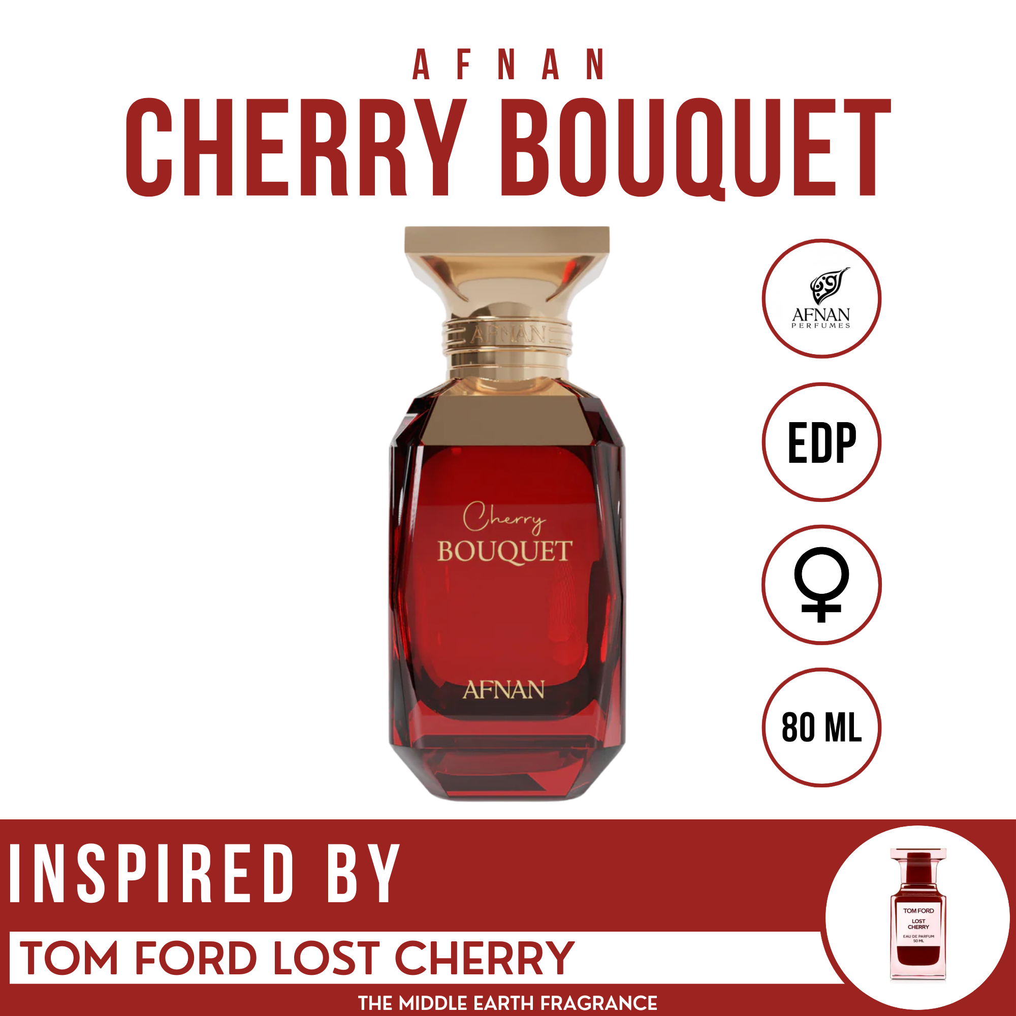 น้ำหอม Afnan Cherry Bouquet ขนาด 80 ml ติดทน หอมนาน ของแท้100% นำเข้าจาก UAE ราคา 1,390 บาท*ส่งฟรี