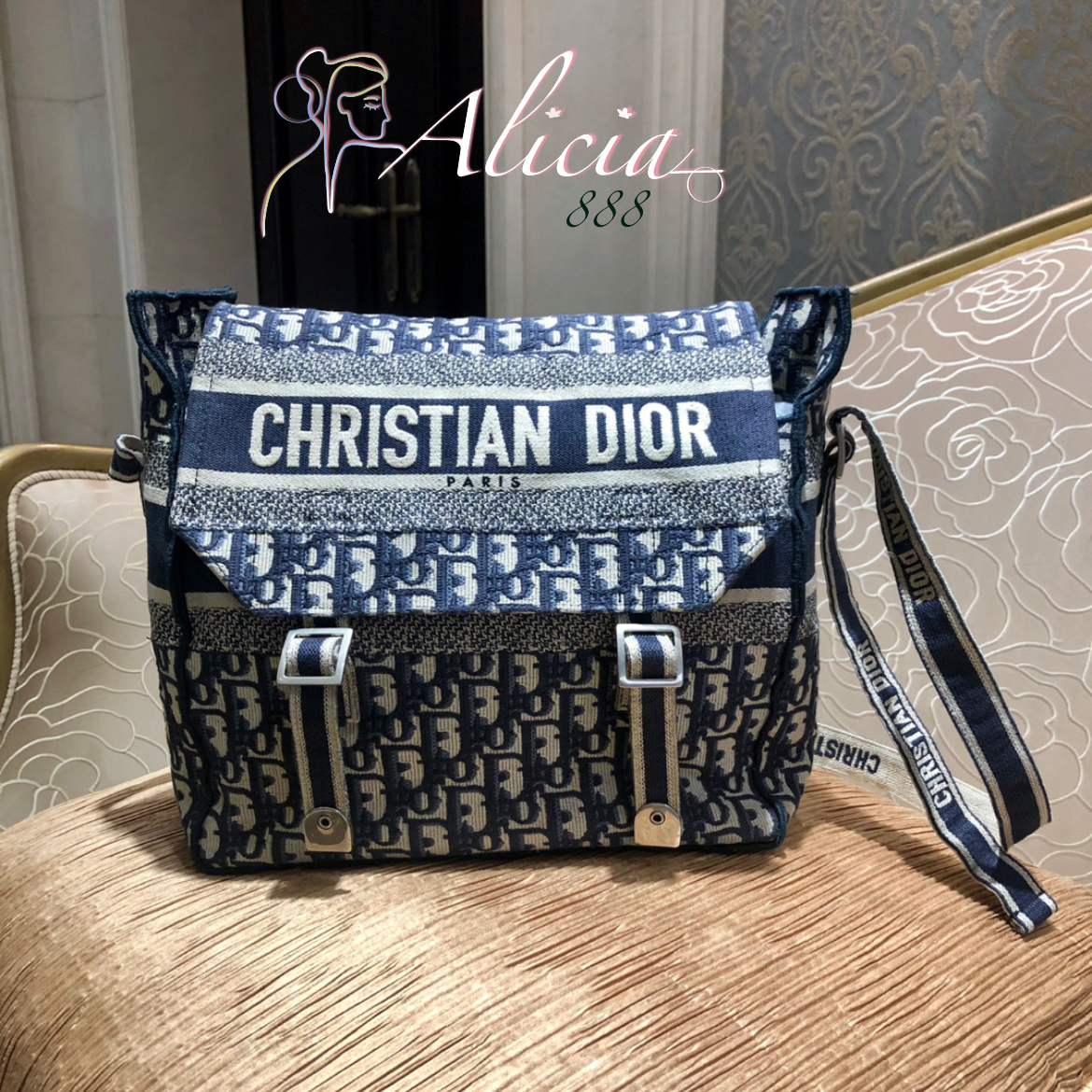 Dior Diorcamp Bag Blue Dior Oblique Embroidery