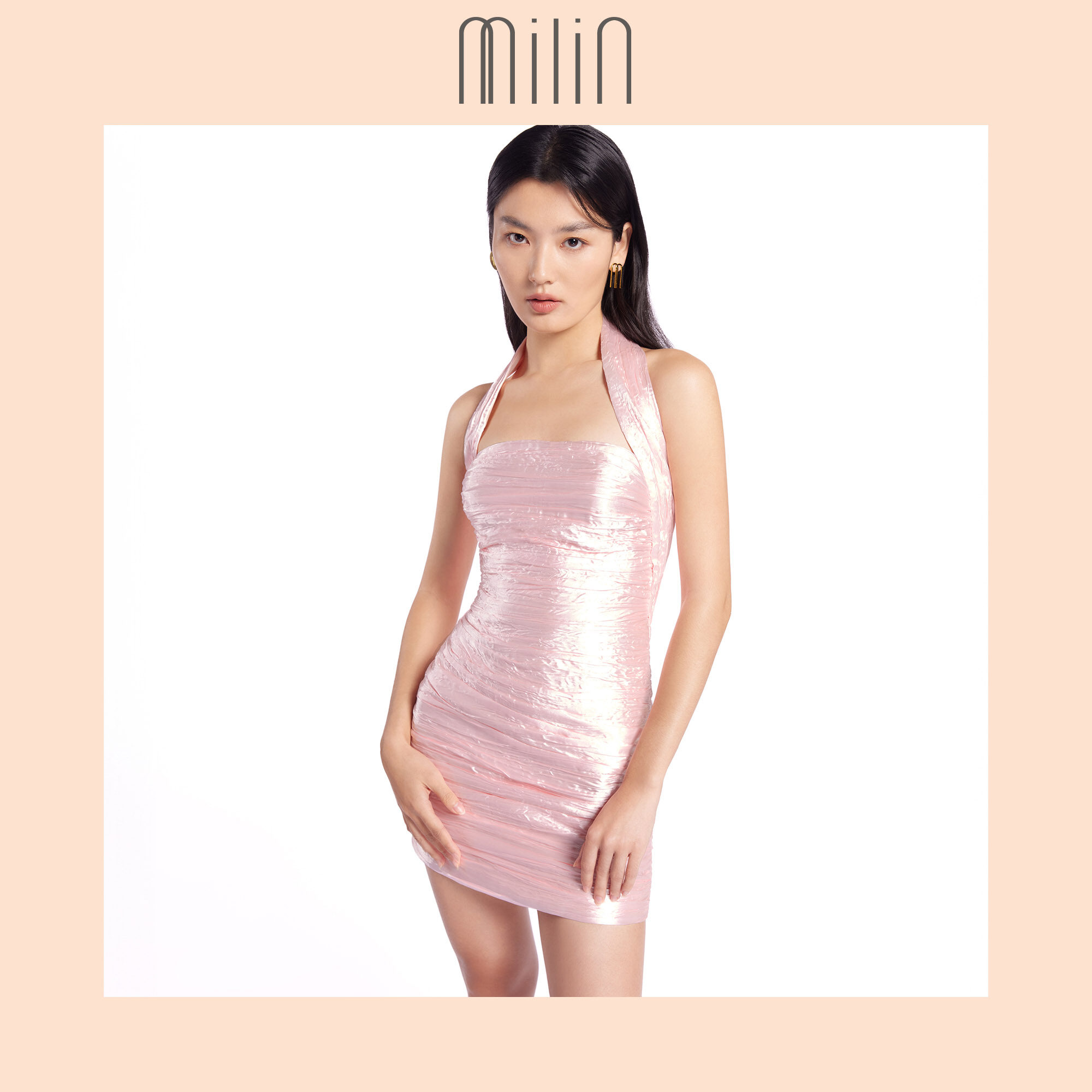 [MILIN] Square neckline Sleeveless draped ruched mini dress เดรสสั้นเกาะอกแต่งรูดคอทรงเหลี่ยม / Crescendo Dress 45 ราคา 6,314 บาท*ส่งฟรี