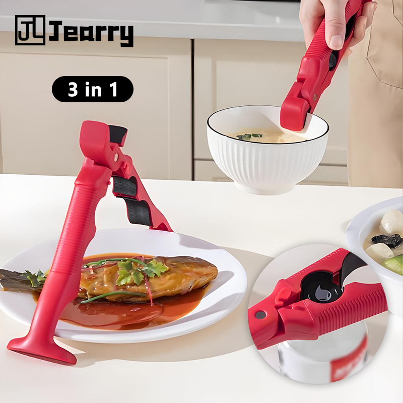 รูปสินค้า Jearry Silicone 3-in-1 Anti Scald Clip Anti Slip Bowl and Plate Clip Bottle Opener Kitchen Tools