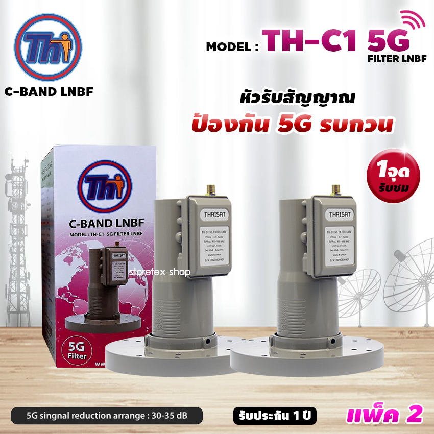 THAISAT LNBF C-BAND รุ่น TH-C1 5G FILTER แพ็ค2 (สีชมพู) ตัดสัญญาณ5Gรบกวน ราคา 500 บาท*ส่งฟรี