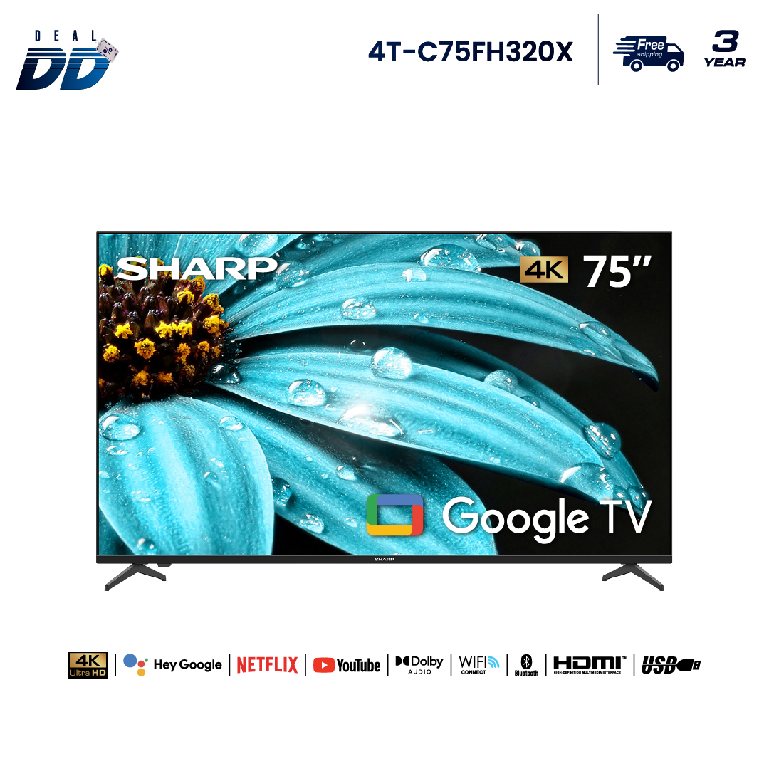 New 2026 Sharp Tv 75 Inch 4K Uhd Google Tv Smart Tv Model 4T-C75Fh320X (3 Year Warranty) ราคา 18,900 บาท*ส่งฟรี