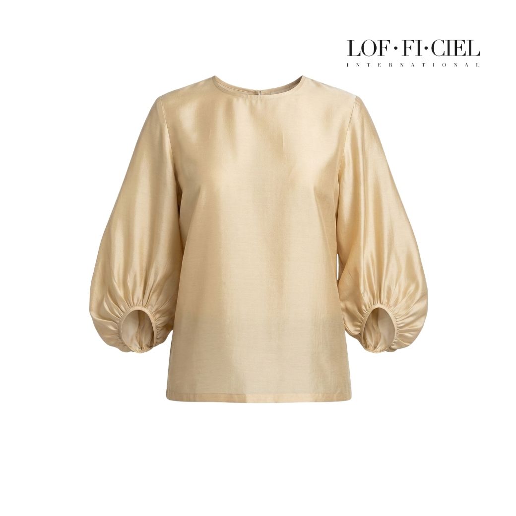 Lof-Fi-Ciel Woman's Blouse Sheer Satin Balloon Sleeve Champagne Women's Blouse, Sheer Satin, Long Sleeve, Champagne Color, Fc6Jcr ราคา 1,990 บาท*ส่งฟรี