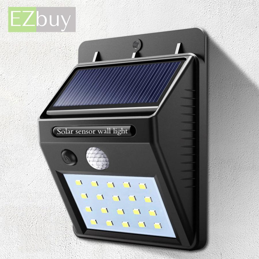 Ezbuy โคมไฟโซล่าเซล POWERED ตรวจจับความเคลื่อนไหว เปิด/ปิดไฟอัตโนมัติ ชาร์จไฟด้วยพลังงานแสงอาทิตย์ รุ่นใหม่ 20 LED สว่างเห็นชัด กันน้ำได้ ทนความร้อน ของแท้ 20 LED Solar Power Wall Light,  Motion Sensor, Waterproof, Night Sensor