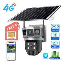 V380 Pro กล้องวงจรปิด wifi สมาร์ท12MP สามเลนส์ 4G ซิมกล้องวงจรปิดพลังงานแสงอาทิตย์กลางแจ้งกันน้ําอัตโนมัติติดตามไม่ต้องใช้แสงสว่าง