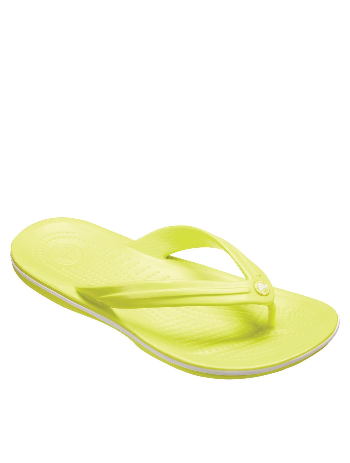 CROCS รองเท้าแตะสำหรับผู้ใหญ่ รุ่น Crocband Flip ไซส์ M7/W9 สี Tennis Ball Green-White
