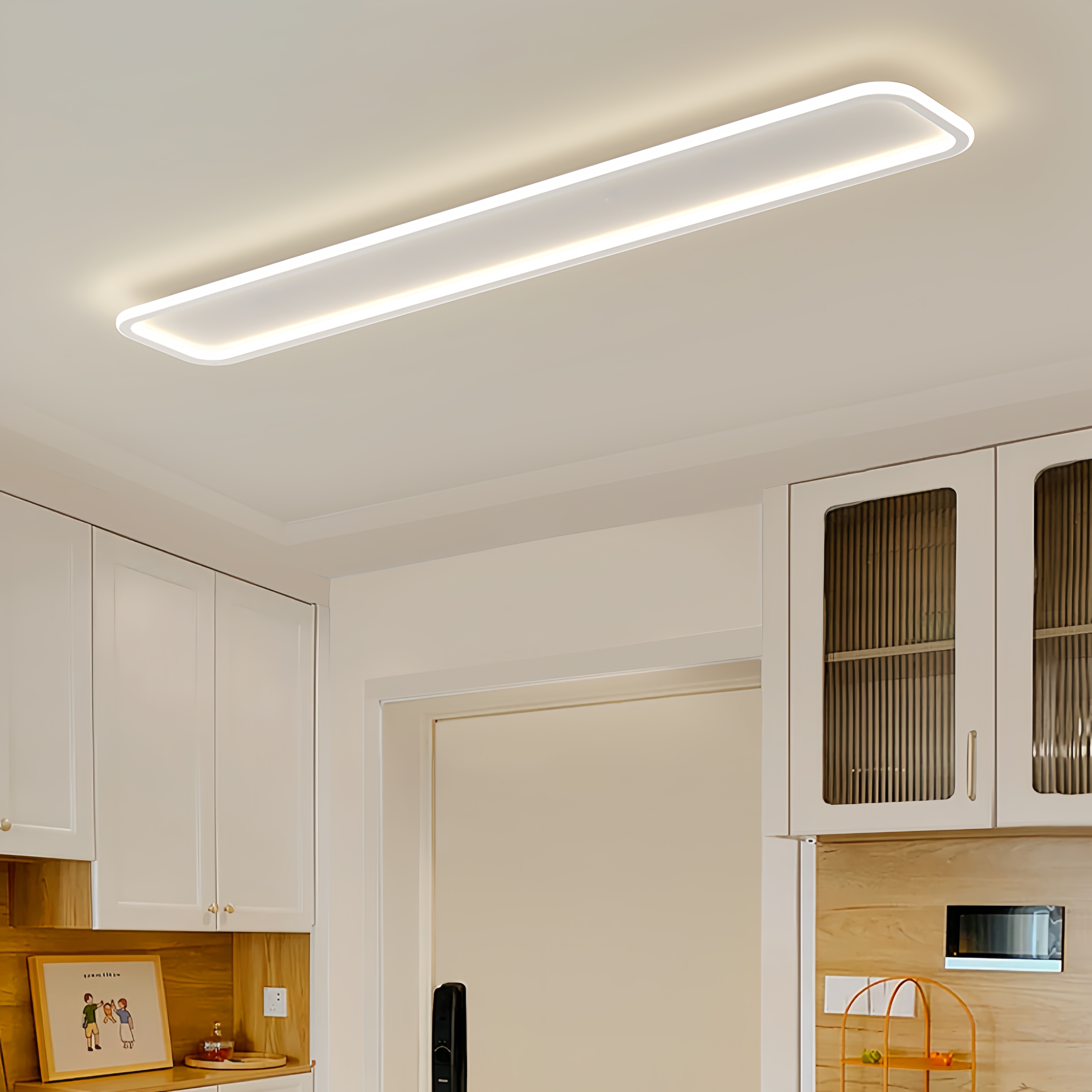 White Square 40-120cm ultra-thin 3cm long strip LED ceiling light eye protection light adjustment brightness/color ceiling mounted track light ราคา 570 บาท*ส่งฟรี
