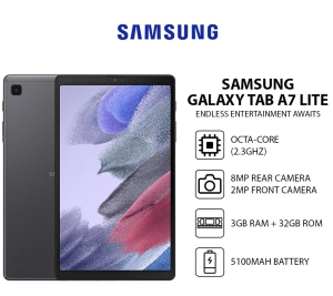 สินค้า Samsung Galaxy Tab A7 Lite Ram3/32GB (LTE หรือ Wifi) เครื่องใหม่ศูนย์ไทยราคาพิเศษ ประกันร้าน  จอ 8.7 นิ้ว บาง เบา พกพาง่าย ลำโพงคู่ มีทั้งรุ่น Wi-Fi และ LTE